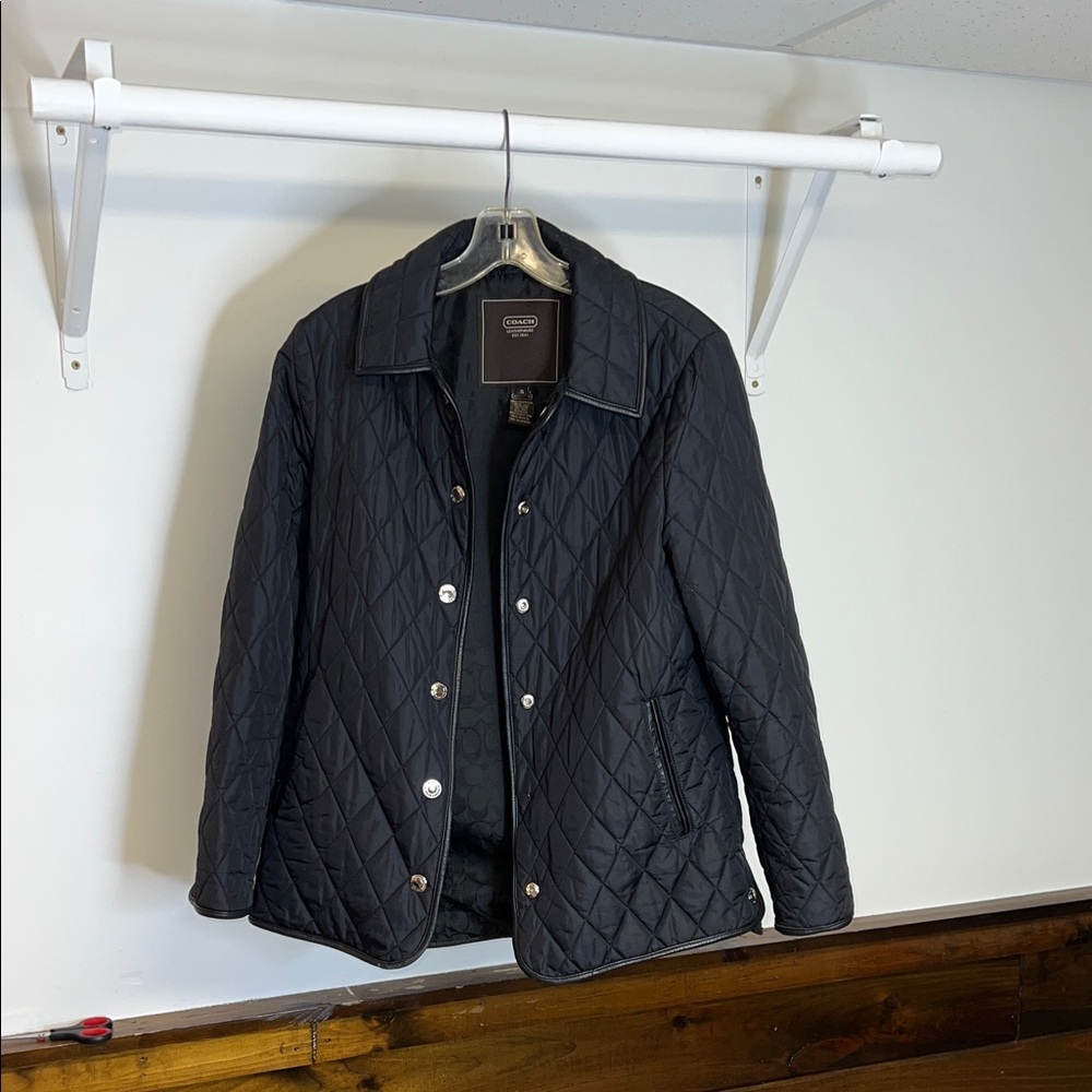 *FLAWED* Coach‎ Black Quilted Jacket with Signature Lining- S